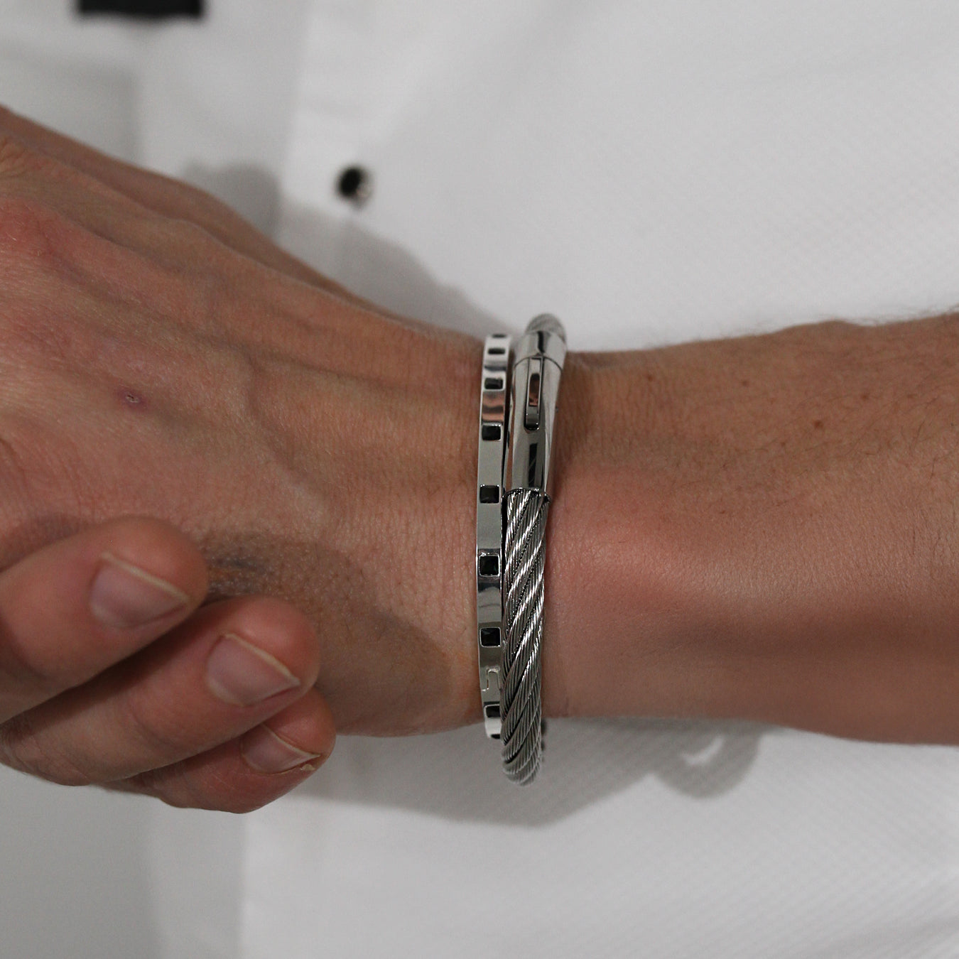 Men's Stone Bangle - Stainless Steel