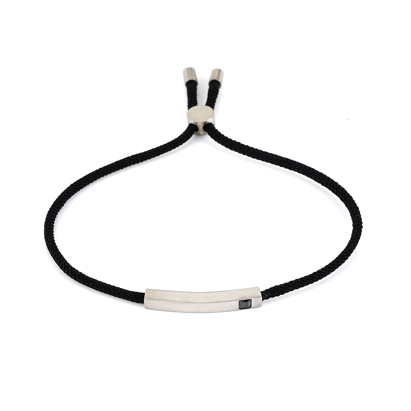 Men's Black Rope Bar Bracelet - Stainless Steel