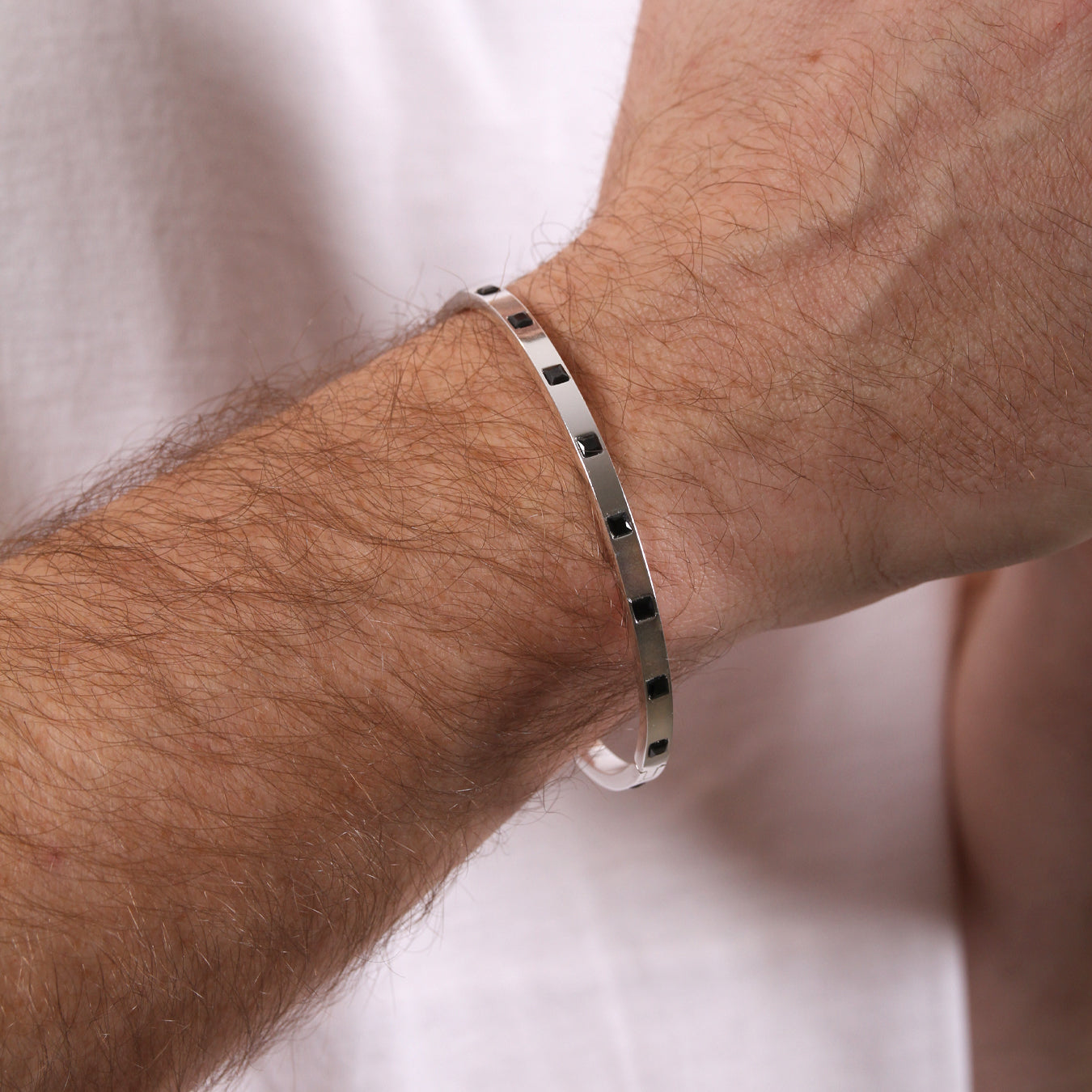 Men's Stone Bangle - Stainless Steel